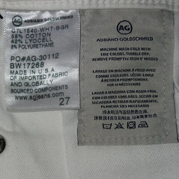 AG Adriano Goldschmied The Stevie Cuff Slim Straight White Jeans - Picture 6 of 6